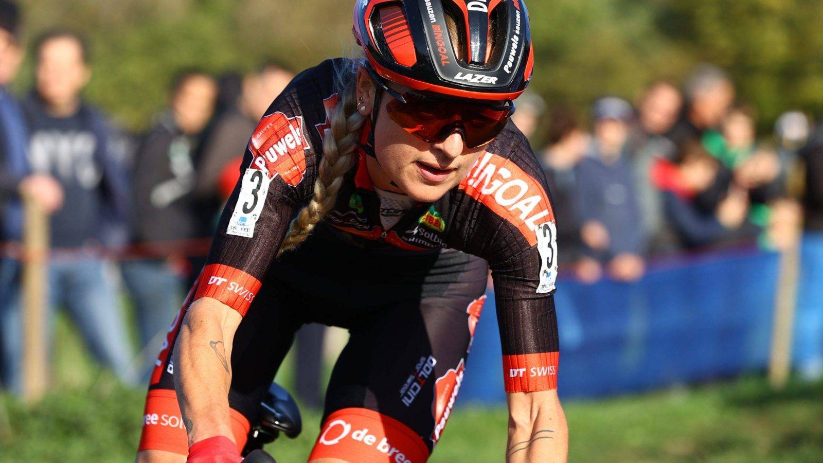 Dutch Denise Betsema pictured in action during the women's race during the Koppenbergcross, the first race (out of eight) of the X2O Badkamers trophy, in Melden, on Tuesday 01 November 2022. BELGA PHOTO DAVID PINTENS
